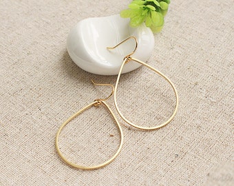 Teardrop Earrings, Simple Gold or Silver Hoop Earrings, Autumn Trend, Fall Finds, Handmade Jewelry