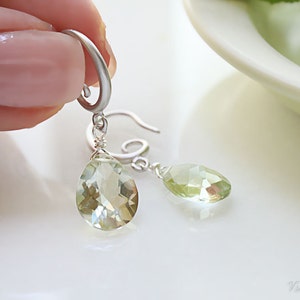 Simple Green Amethyst Earrings, Gemstone Earrings, Bridesmaids Gifts