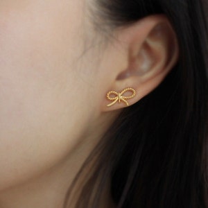 Pretty Ribbon Earrings, Matte Silver or Matte Gold image 5