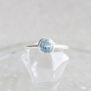 Blue Topaz Sterling Silver Ring, December Birthstone, Sterling Silver Gemstone Ring, Simple Gemstone Ring