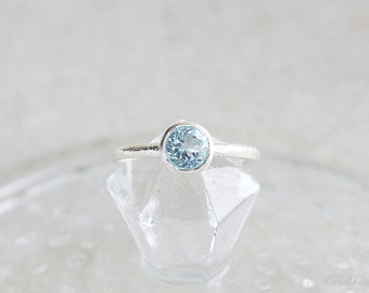 Blue Topaz Sterling Silver Ring, December Birthstone, Sterling Silver Gemstone Ring, Simple Gemstone Ring