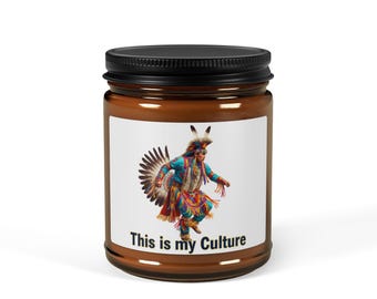 Indigenous Culture Candle, Native American Heritage Art Gift for Home, Vibrant Traditional Dance Decor & Cultural Pride Fragrance