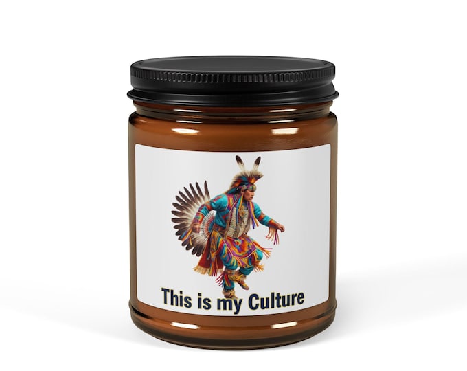 Indigenous Culture Candle, Native American Heritage Art Gift for Home, Vibrant Traditional Dance Decor & Cultural Pride Fragrance