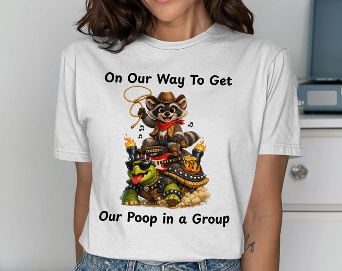 Cowboy Raccoon Rockstar Turtle T-Shirt, Funny Animal Graphic Tee