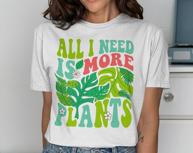 Groovy Plants T-Shirt, Retro Botanical Leaves Tee, Houseplant Lover Gift