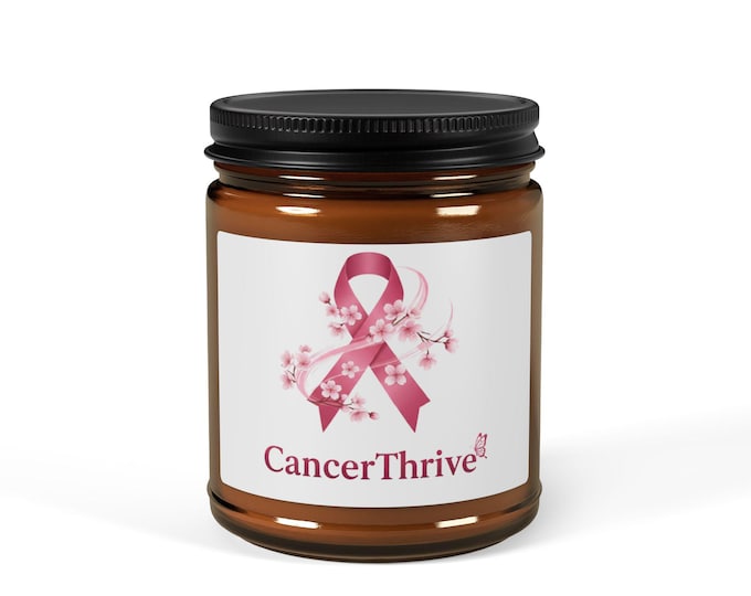 Breast Cancer Awareness Candle | Pink Ribbon Hope Survivor Gift, Cherry Blossom Support Candle