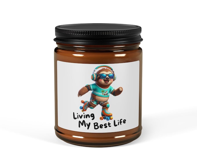 Sloth Roller Skating Candle | Whimsical Tropical Vibe, Fun Animal Gift