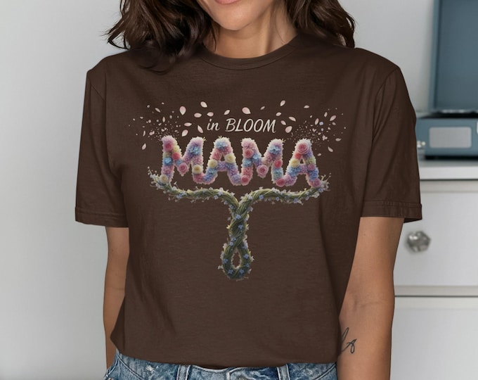 Floral Mama T-Shirt | Botanical 'In Bloom' Design, Cottagecore Style