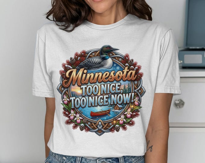 Minnesota Loon T-Shirt, Cabin Life Canoe, Lady Slipper Orchid, Winter Pine Cones