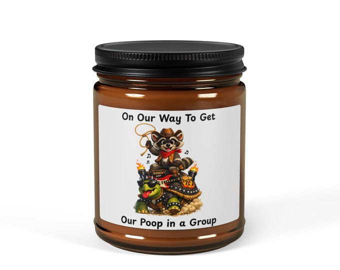 Funny Poop Candle | Rocker Turtle Cowboy Raccoon Novelty Jar Candle