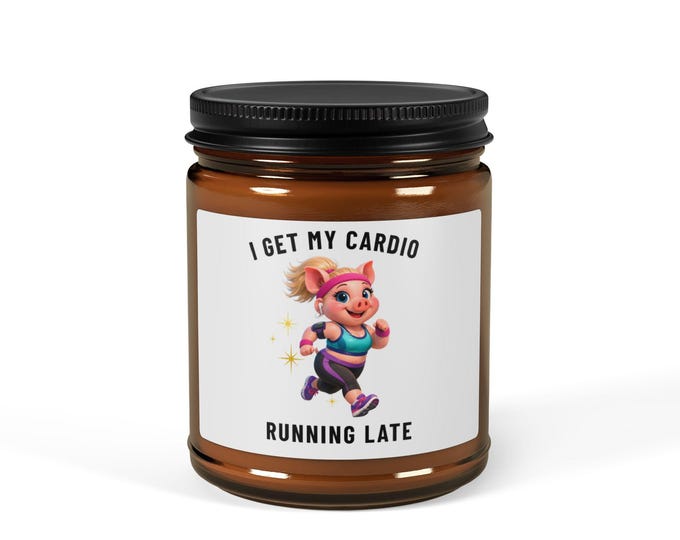 Running Late Pig Candle, Fitness Humor Gift, Busy Mom Sarcastic Present