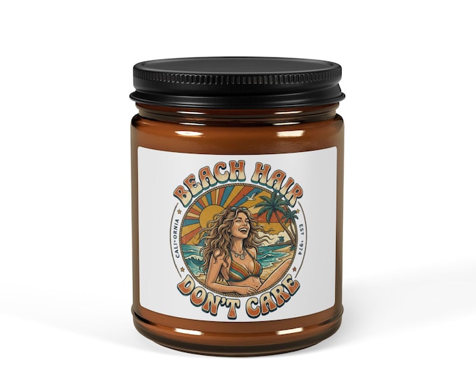 Beach Hair Don't Care Candle, Retro California Surf Vibe Scented Candle