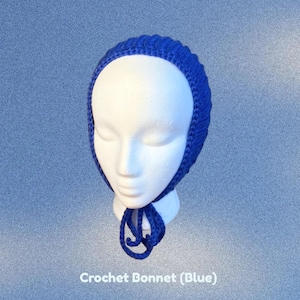 Handmade Crochet Bonnet | Retro Acrylic Hood Scarf, Tie Straps