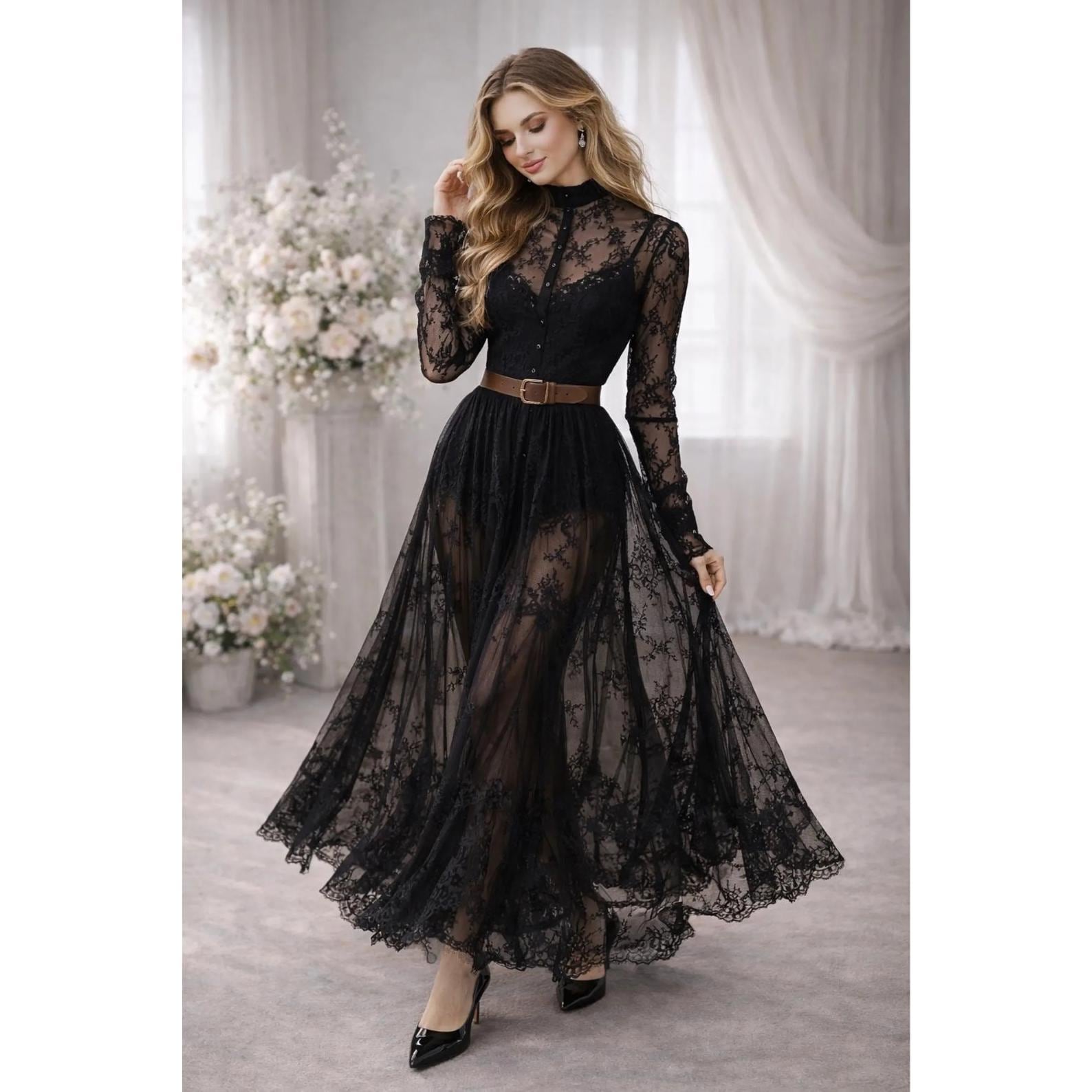 Black Victorian Long Dress - Etsy