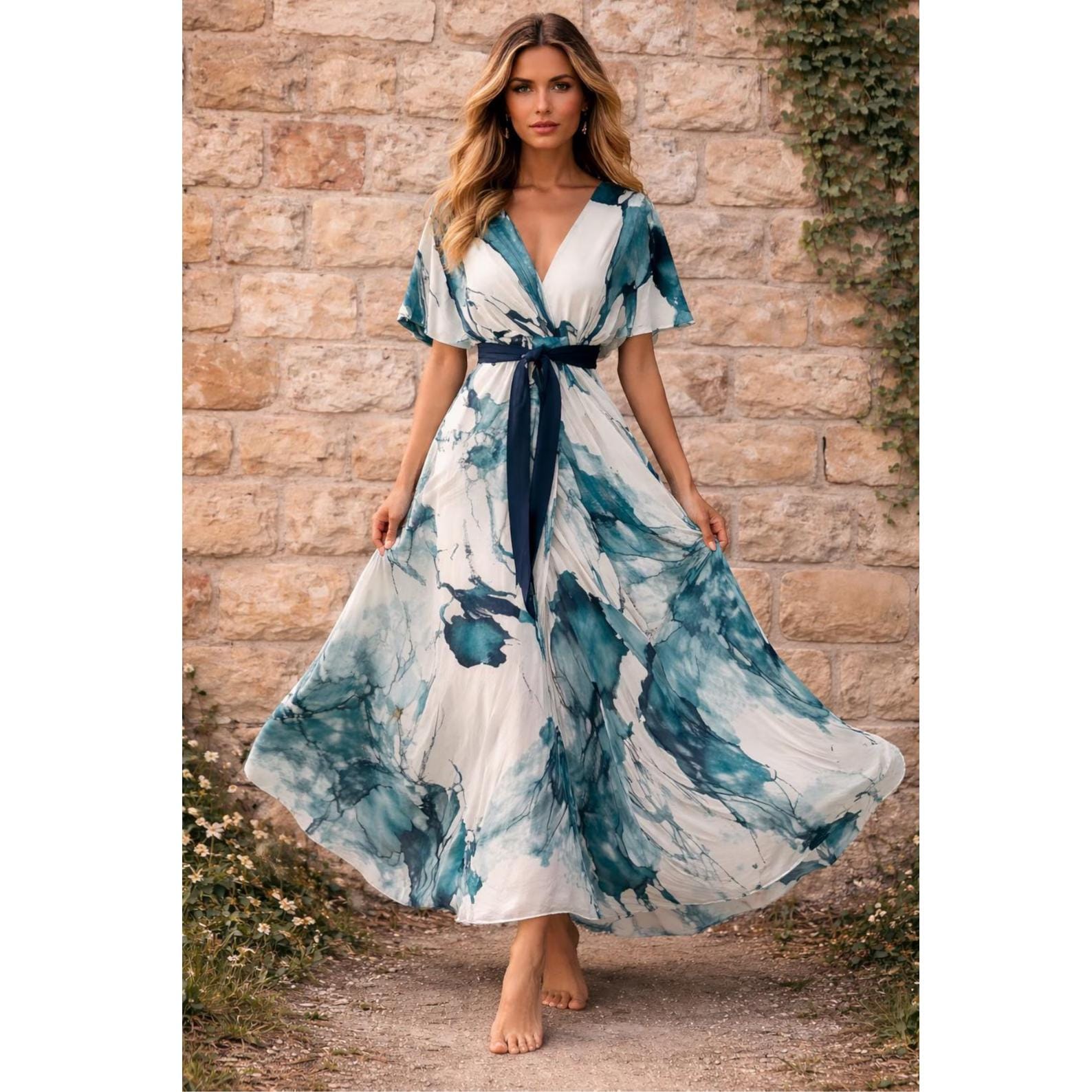 lily of the valley maxi dress Monet Lily of the Valley Floral Cream Long Dress – Sugarplum Store