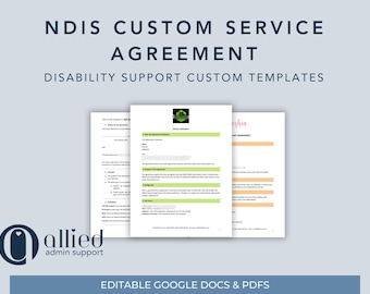 Custom NDIS Service Agreement | Disability Support Contract (Editable Docs/PDFs)