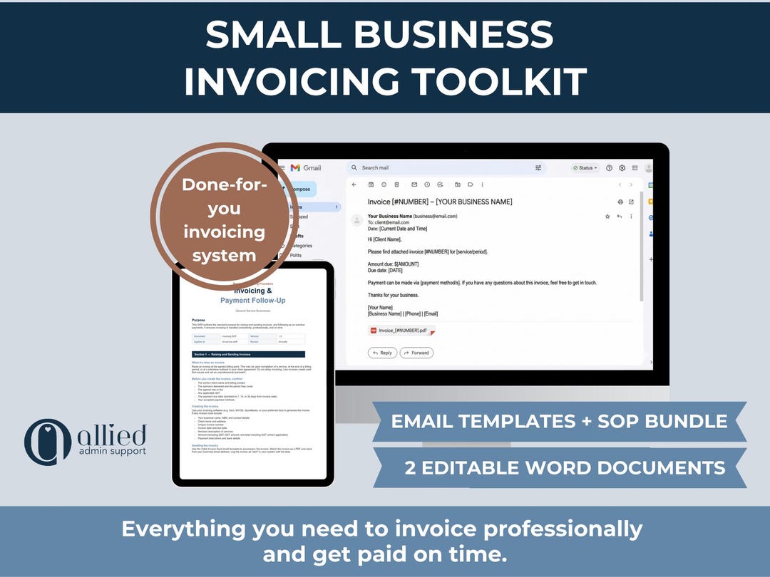 Toolkit Examples Word Document Small Business Invoicing Toolkit | Invoice Email Templates + SOP Bundle ...