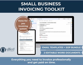 Small Business Invoicing Toolkit | Invoice Email Templates + SOP Bundle | Admin Templates | Editable Word Documents