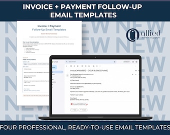 Invoice Email Templates for Small Business | Payment Follow-Up Emails | Admin Templates | Editable Word Document