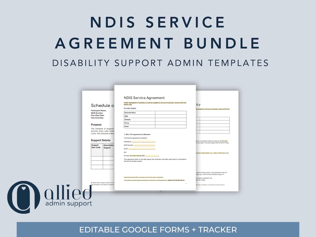 NDIS Service Agreement Template Pack | Disability Support Provider ...