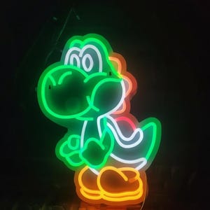 Insegna al neon a LED Yoshi Super Mario / Decorazione da parete per sala giochi immagine 2