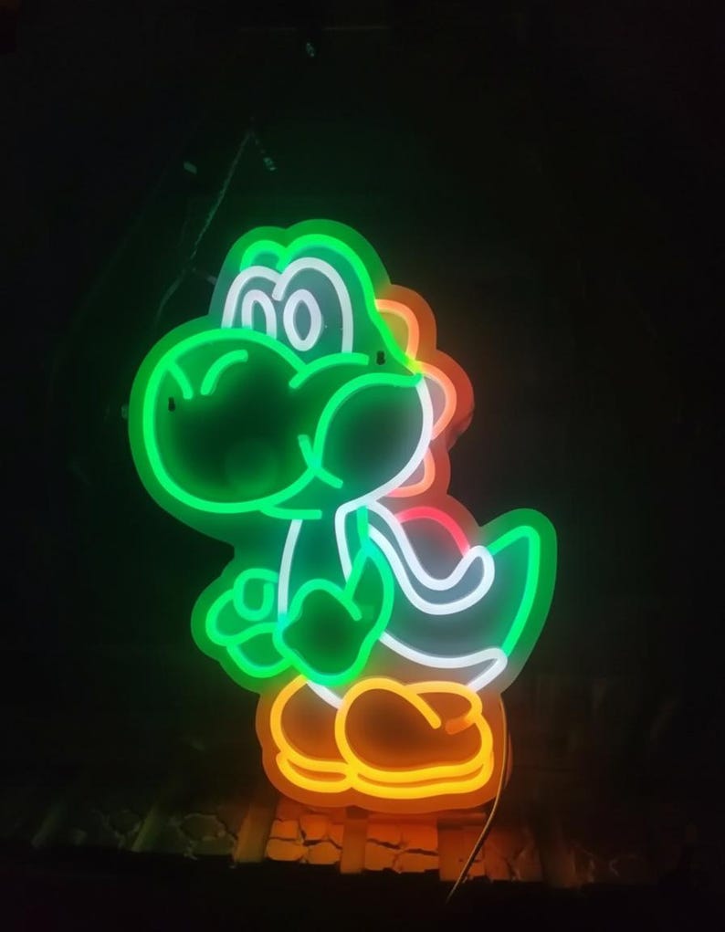 Insegna al neon a LED Yoshi Super Mario / Decorazione da parete per sala giochi immagine 2