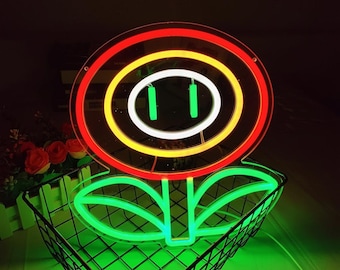 Super Mario Fire Flower LED Neon Sign | Gaming Room Wall Light (11 x 11.8 Inch)
