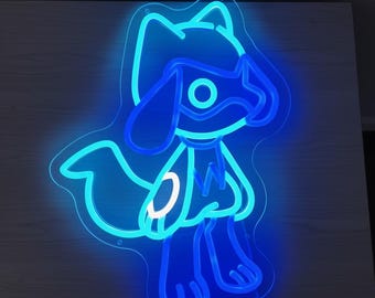 Riolu LED Neon Light Sign | Pokemon Neon Wall Light | Gaming Room Decor