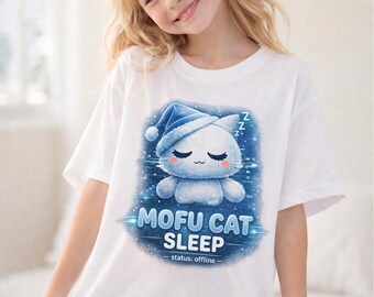 Sömnig katt-t-shirt för småbarn | Kawaii tecknad djur-t-shirt, sömnig katt-tryck