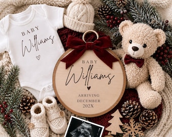 Cozy Christmas Pregnancy Announcement Digital Template, I'll Be Home For Christmas Baby Reveal, Neutral Winter Pregnancy Post for Canva Best