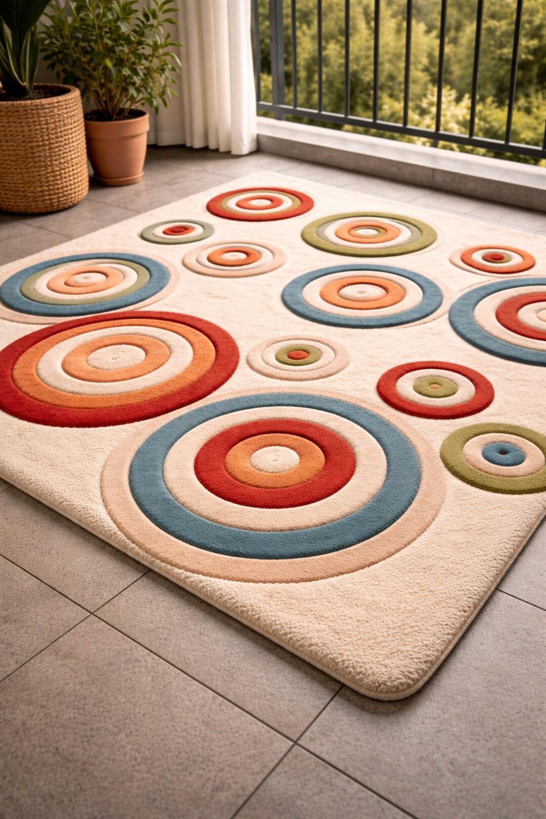 Crc Rugs Retro Circle Area Rug, Mid Century Geometric Statement Rug - Etsy