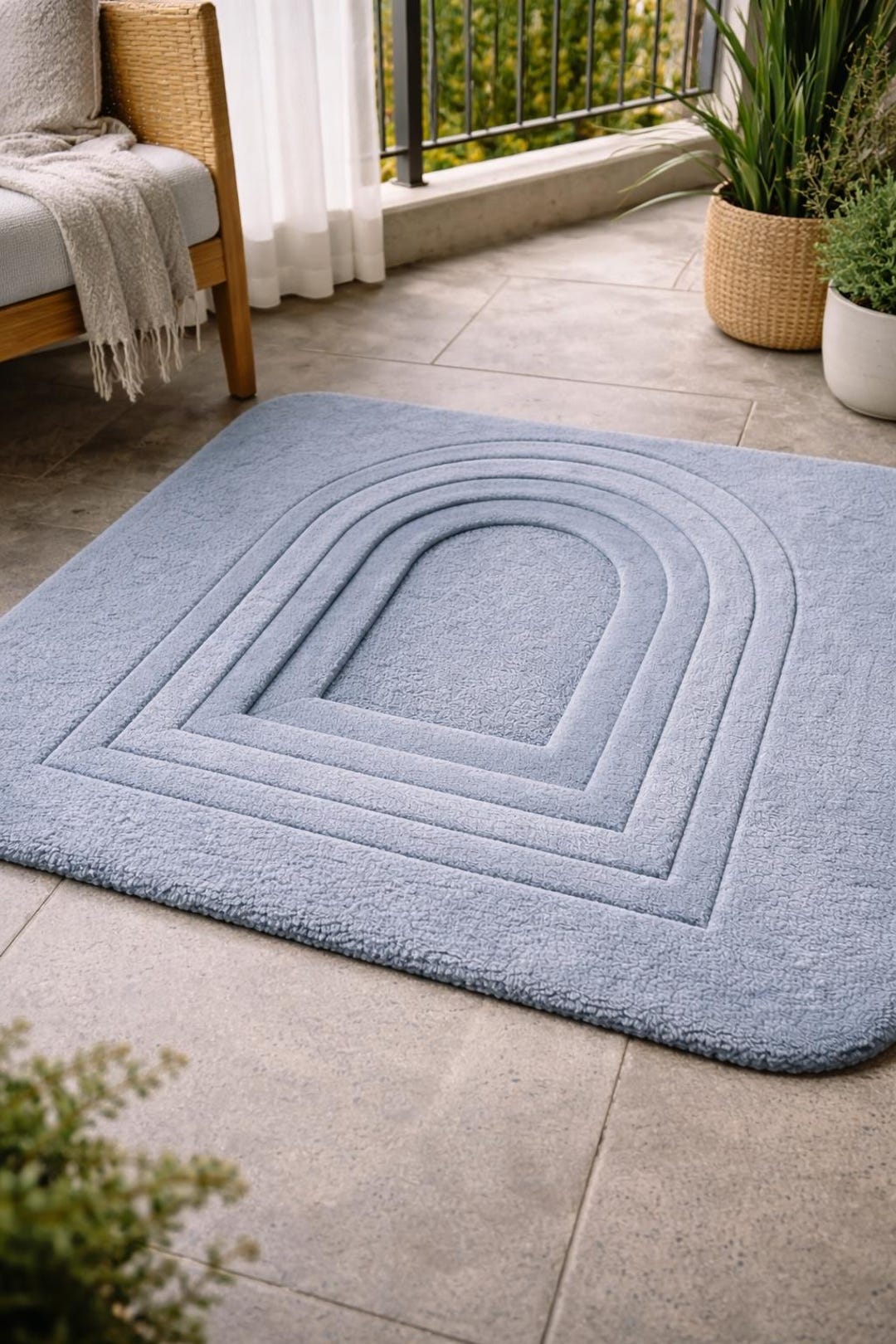 Pastel Blue Arch Rainbow Rug, Minimalist Soft Kids Room Carpet - Etsy