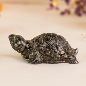 Pyrite Orgonite Turtle - Feng Shui Wealth Turtle - Crystal Tortoise Figurine - Good Luck Stone - Vastu Home Decor - Spiritual Gift.