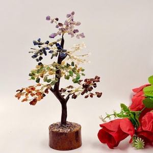 Albero della Vita dei 7 Chakra - Albero di Cristallo per l'Energia Positiva - Meditazione, albero bonsai fang Shui per la Guarigione con Pietre Preziose, Albero Artificiale, Regalo.