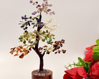 Levensboom met 7 chakra's - Kristallen boom voor positieve energie - Meditatie, Fang Shui Money Bonsai Tree Healing Gemstone Aritificial Tree, cadeau.