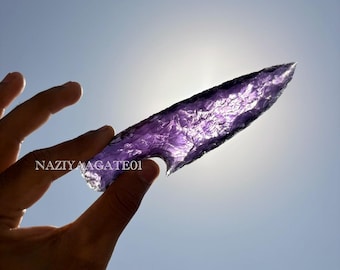 Amethist kristallen mes, handgesneden rituele Athame dolk, paars kwarts stenen mes, Wicca altaar decor, heksencadeau voor kristallen verzamelaars