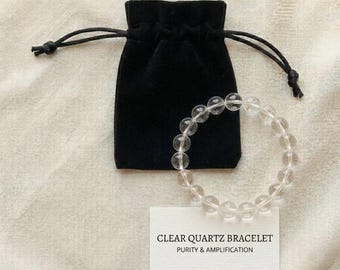 Armband van natuurlijk helder kwarts, kralen van 6 mm, 8 mm en 10 mm, edelsteenjuweel, meesterkristal voor het versterken van zuiverheid, focuscadeau voor haar