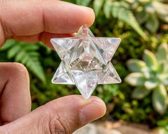 Bergkristal merkabaster, kwarts merkaba 20-25 mm steen heilige geometrie, 8-puntige zakmerkaba voor meditatie, cadeau genezend kristal.