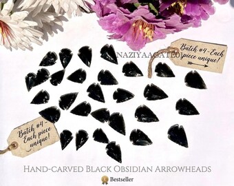 Bulk zwarte obsidiaan pijlpunten 1,25", met de hand gevormde speerpunten voor het maken van sieraden, groothandel kristallen voor draadwikkelen en knutselen