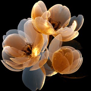 Golden X-Ray Floral Clipart – Transparent 40 PNG Elements, High Resolution
