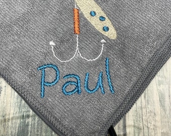 Personalized Fishing Towel/Spinner Bait/Custom Embroidered Fishing Towel with Carabiner/Father's Day/Gift for Husband/Fishing Gift