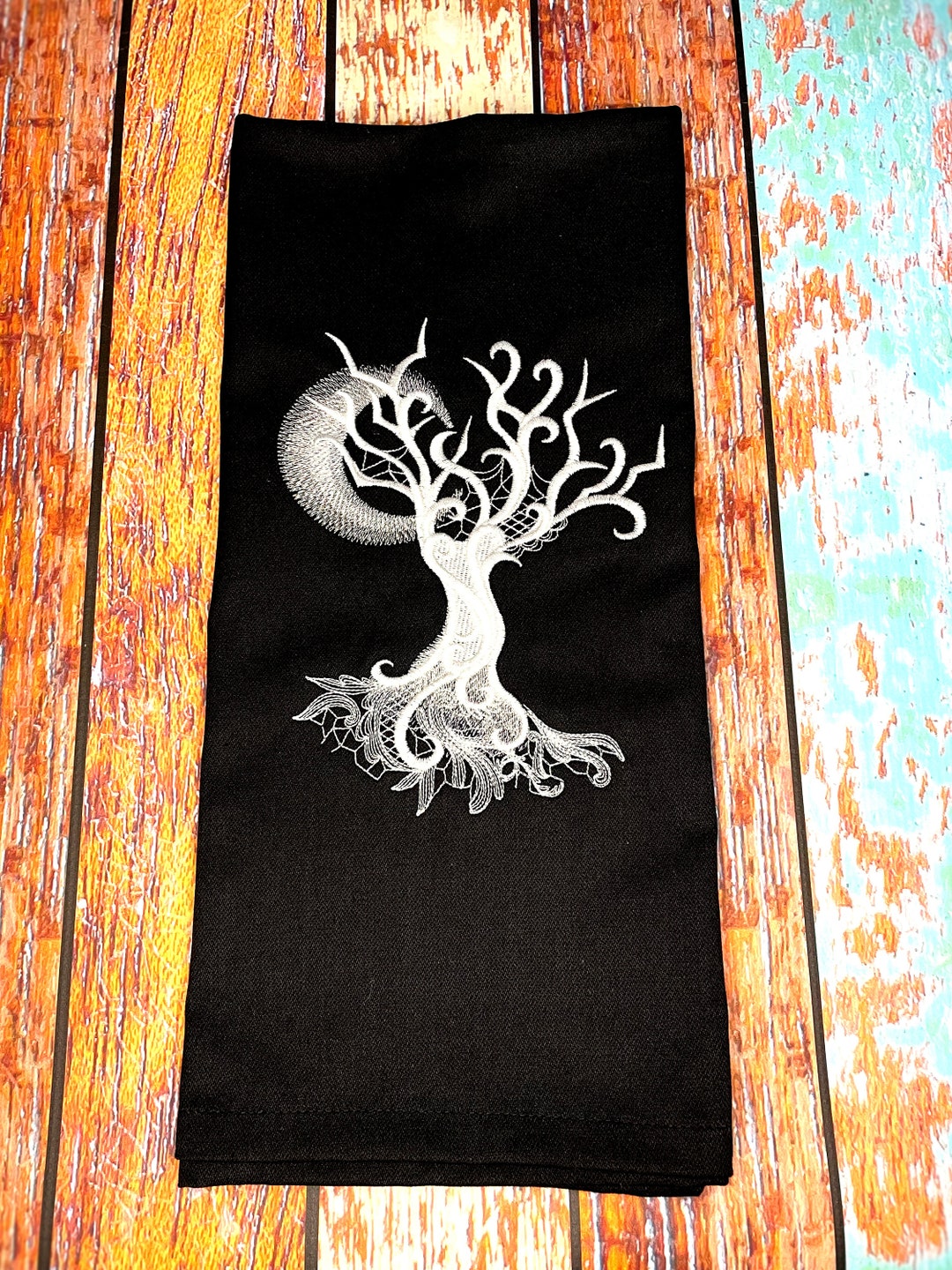 Goth Style Kitchen Towel, Baroque Ghost Kitchen Towel, Black Hand Towel
