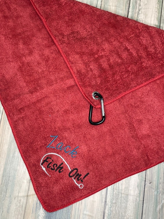 Personalized Fishing Towel/fish On/custom Embroidered Fishing