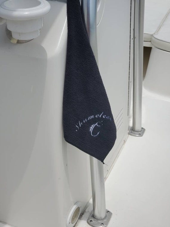 Custom Embroidered Fishing Towel With Carabiner/custom Embroidered Boat  Towel With Boat Name/personalized Fishing Towel 