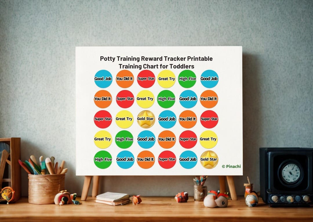 Potty Training Reward Chart Printable for Toddlers, Sticker Tracker PDF ...