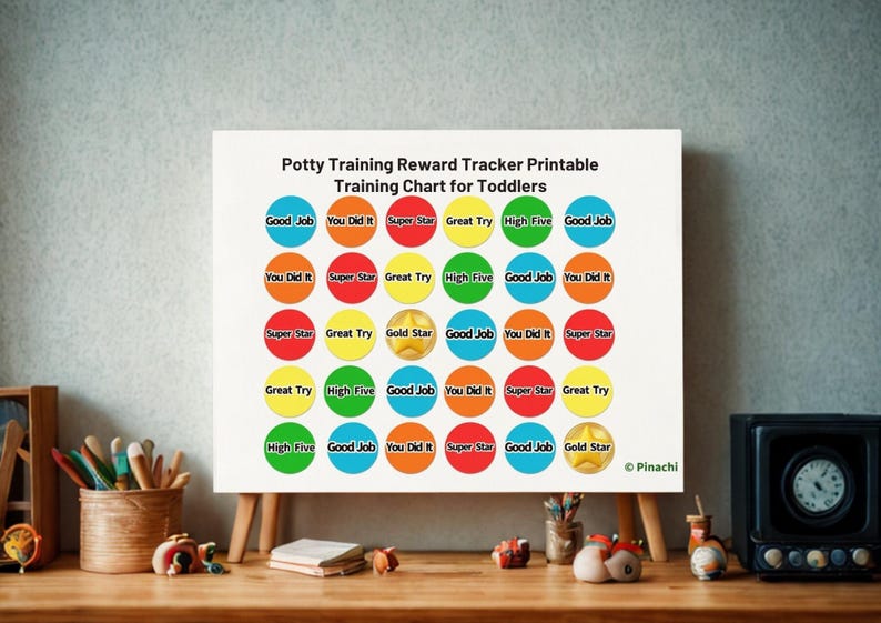 Potty Training Reward Chart Printable for Toddlers, Sticker Tracker PDF ...