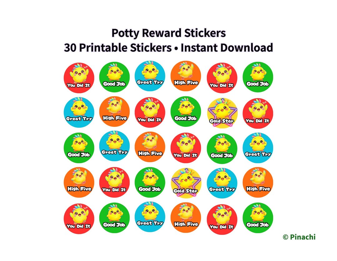 Potty Training Reward Stickers Printable for Toddlers, Motivation