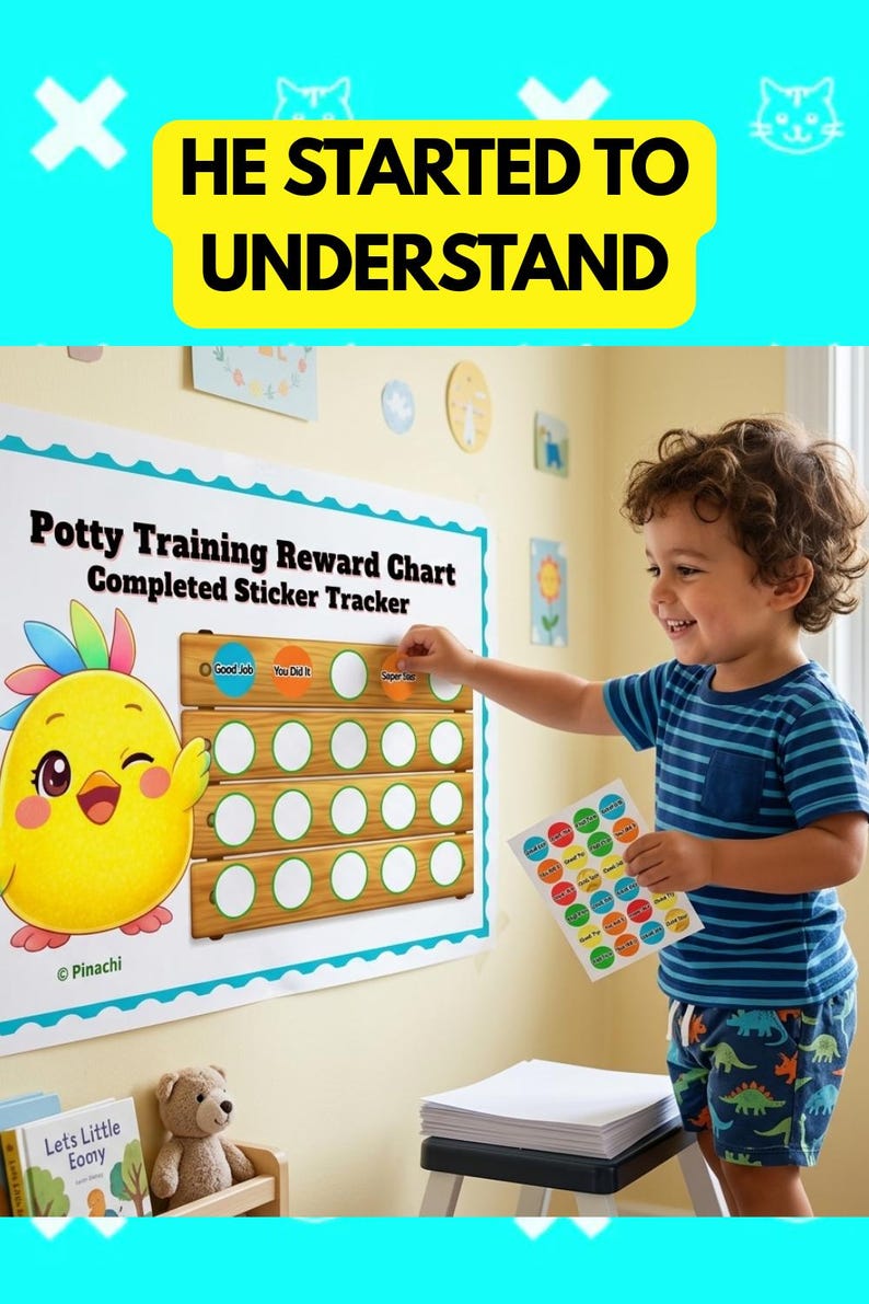 Potty Reward Chart Printable for Toddlers, Toilet Training Sticker ...
