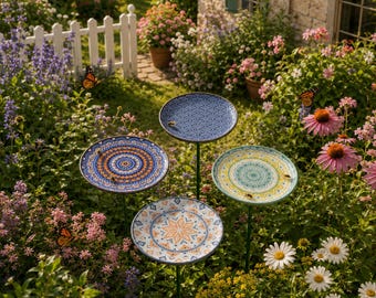 Stazione di abbeveraggio per api in ceramica, abbeveratoio per farfalle impollinatrici da giardino, decorazione colorata per il cortile, mangiatoia per uccelli da esterno, regalo