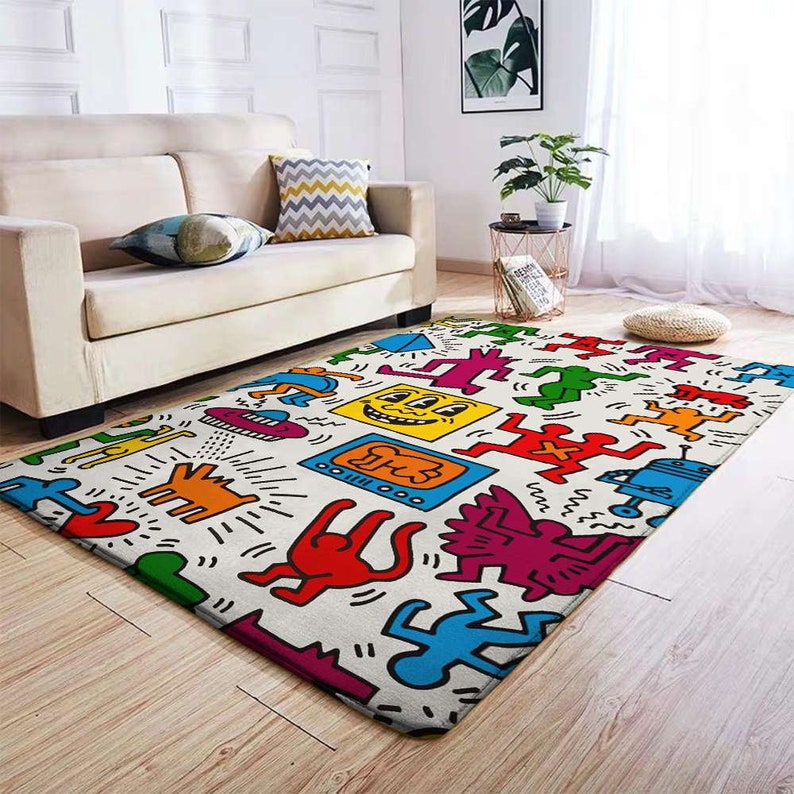 Keith Haring Print Rug Keith Haring Dancing Carpet Cool Etsy